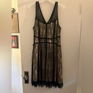Torrid black lace over nude dress. Size 14. Elegant pinup vintage style plus